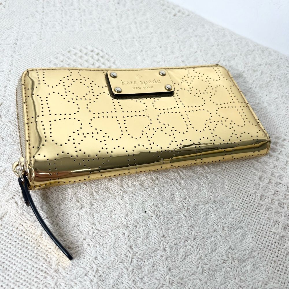 Kate Spade Metro Spade Neda Continental Zip Wallet Metallic Gold